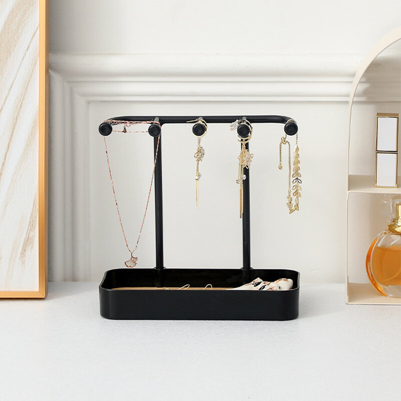 Fashion Jewelry Organizer Display For Earrings Necklaces Jewelry Storage Rack With Wooden Base Bracelet Hanging Holder