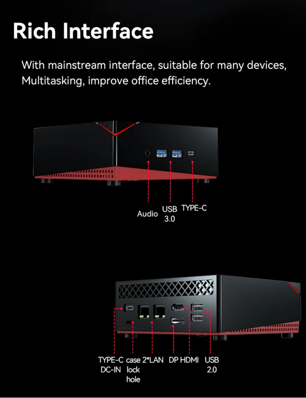 BEBEPC MINI PC AMD Ryzen 5 4500U 32G RAM 2*DDR4 3200MHz NVME 2280 SSD 2*LAN 2.5G AX200 RZ608 wifi 4k 1*SATA 1*M.2 Gaming compute