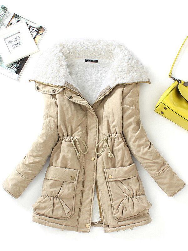 Fitaylor-abrigo de algodón acolchado para mujer, Parkas cálidas y gruesas de longitud media para la nieve, chaqueta acolchada de invierno