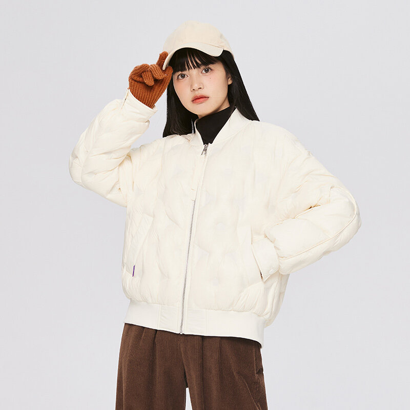 Semir para baixo jaqueta feminina mid-length design gola de beisebol solto 2022 inverno novo casaco retro moda