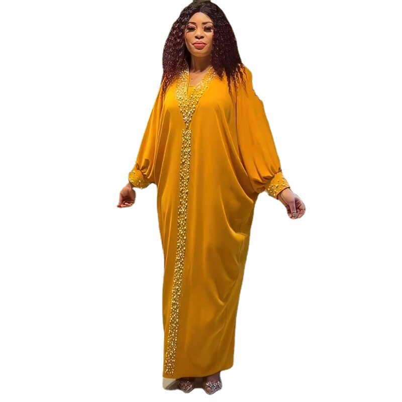 New Arrival africa clothing The rayon fabric plus size elegant dress The rayon fabric Rhinestones and beads african dresses