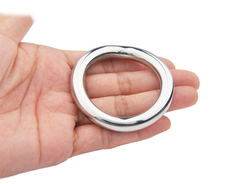 Mainan seks untuk pria menunda ejakulasi logam skrotum merenggang Penis erotis pengunci cincin Penis baja tahan karat