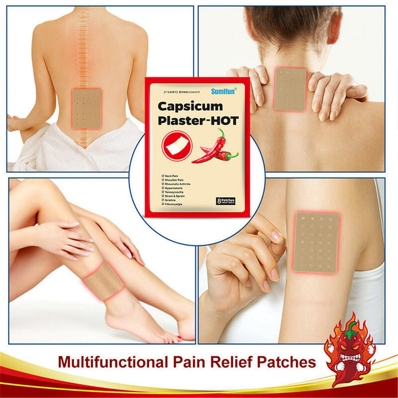 Pain Relief Heat Therapy Patches, alívio muscular, lesão, alívio da dor, Capsicum Plaster, 5 Bag, 40Pcs