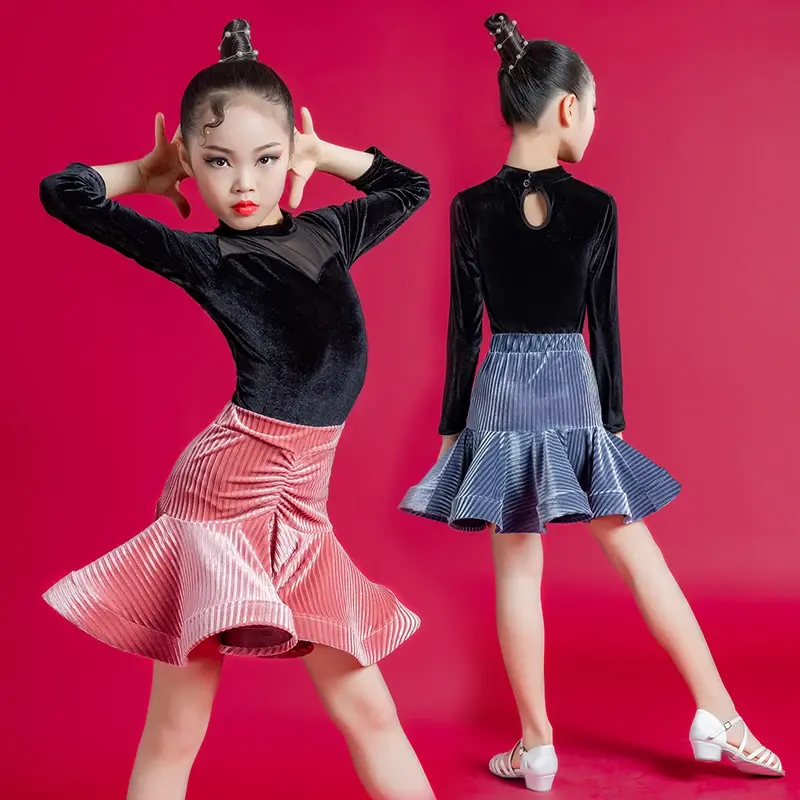Professional Latin Dance Dress Kid Children Dance Costume Kids Tango Salsa Cha Cha Dresses Dancing Stage Performance Dress Girls