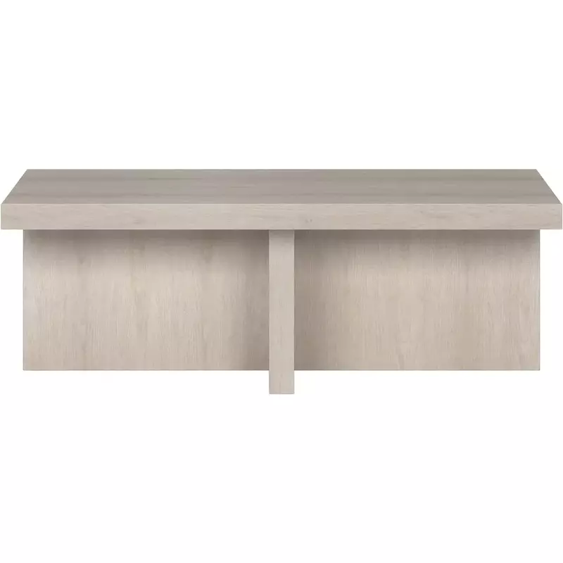 Elna-Table basse ronde en bois, meubles de rangement cachés latéraux, tables blanches, meubles de salon, 44 po de large
