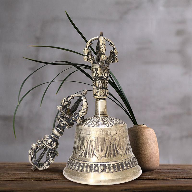 Meditação Bell e Dorje Set, Handmade Dharma Objetos, Meditação Altar, Ritual Bell Set