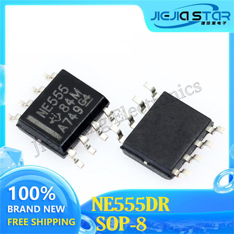 Temporizador de alta precisão e chip oscilador, IC em estoque de eletrônicos, NE555DR, NE555, SOP-8, SMT, 100% novo e original