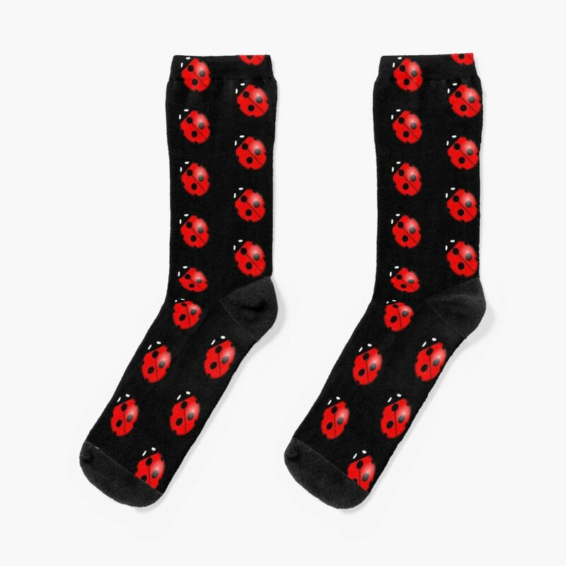 Black Ladybug Pattern Socks Run gifts winter gifts cute Man Socks Women's