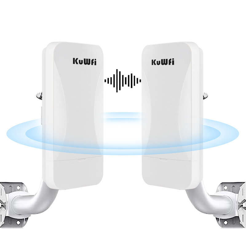 KuWfi-Roteador WiFi externo, Ponte sem fio, Repetidor, Extensor, Ponto a Ponto, 1km, WAN, Porta LAN, 2.4G, 300Mbps