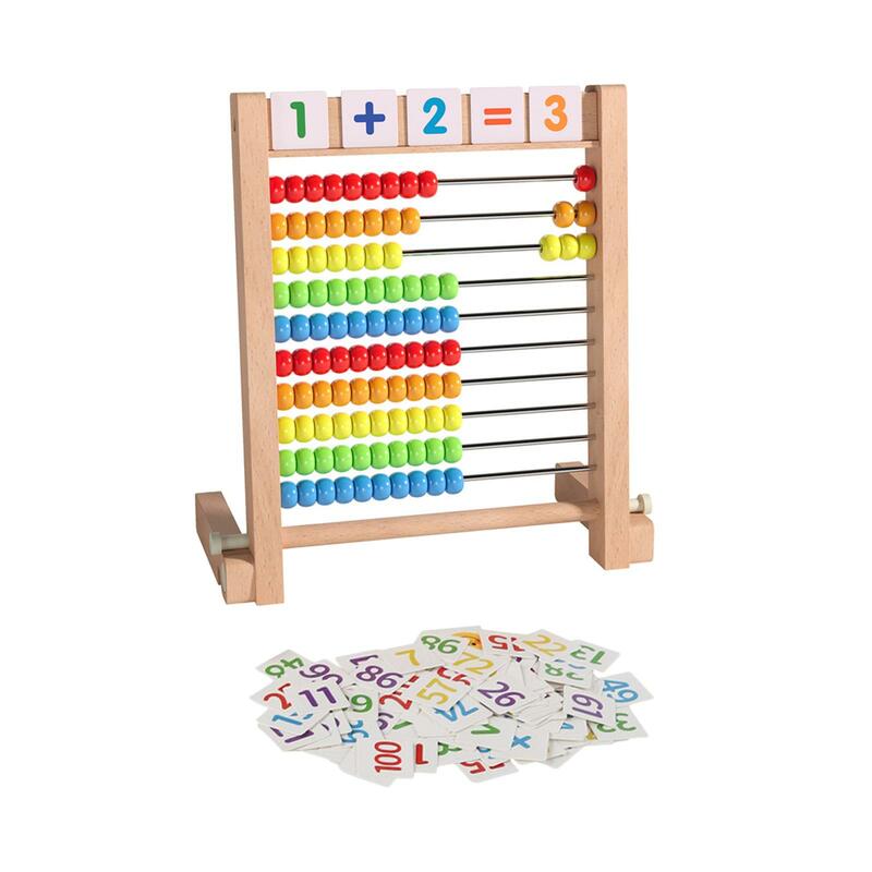 Aggiungi il giocattolo educativo abaco sottratto dieci Set di cornici costruzione in legno robusta manipolatori matematici Montessori per le elementari