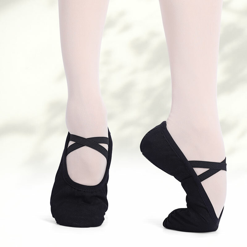 Sepatu balet anak perempuan สำหรับผู้หญิง, รองเท้าบัลเล่ต์พื้นผ้าใบนุ่มรองเท้าเต้นรองเท้าสำหรับเด็ก