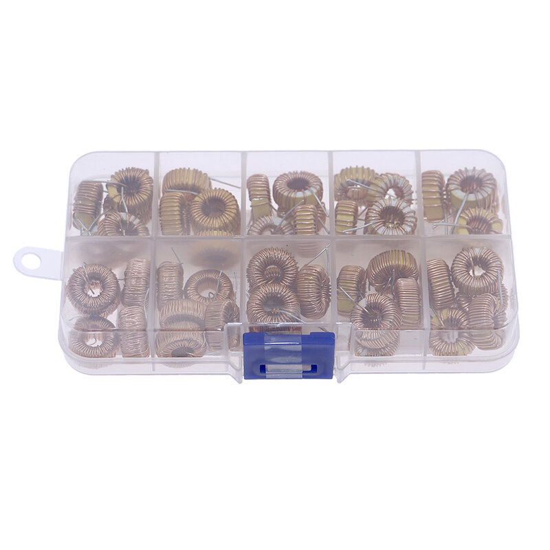 50pcs Toroid Core Inductor Wire Wind Wound kit Box 10uH 22uH 33uH 47uH 47uH 56uH 100uH 220uH 330uH 470uH