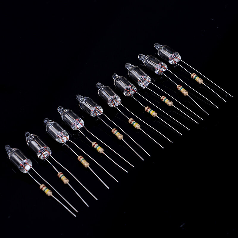20pcs Neon Indicator Lamps With Resistance Connected To 220V 6*16 Mm Indicator