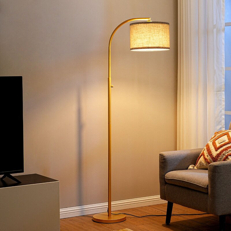 DEWENWILS-Lámpara de pie de arco regulable, sombra de línea ajustable, interruptor giratorio,-