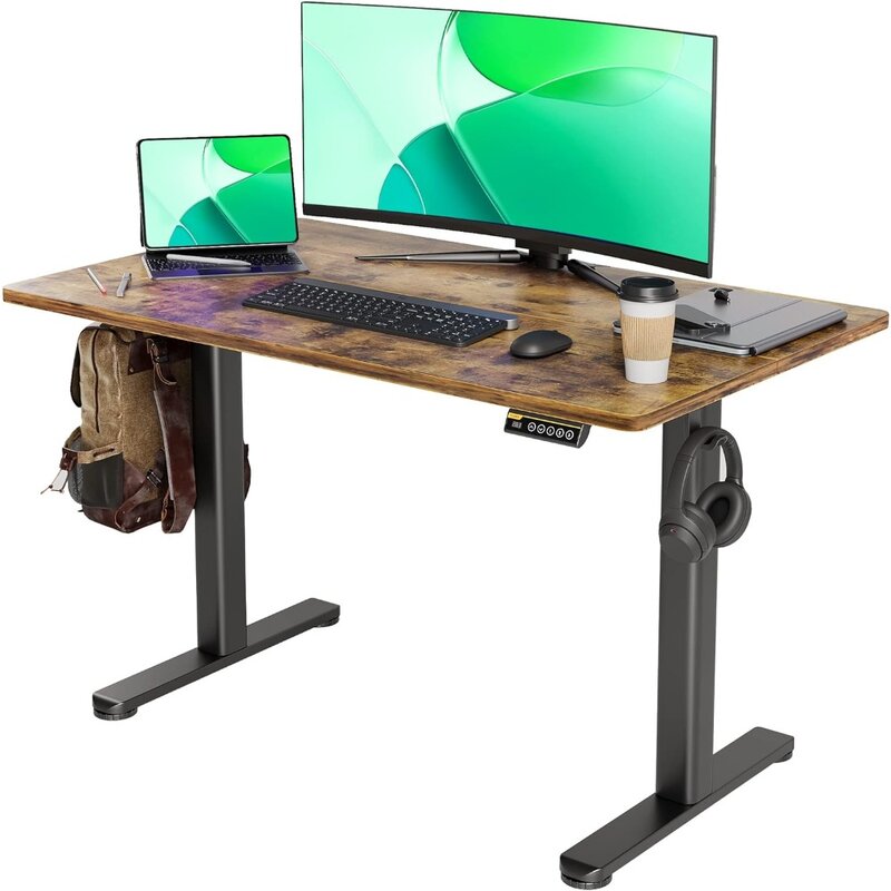 Escritorio de pie eléctrico, escritorio de pie de altura ajustable, soporte para sentarse, escritorio de oficina en casa con tablero de empalme