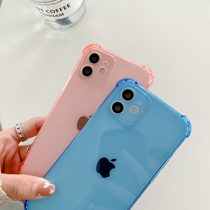 Luxe Clear Silicone Soft Case Voor Iphone 14 13 12 Mini 11 Pro Xs Max X Xr Se 2022 7 8 Plus Snoep Kleur Transparant Back Cover