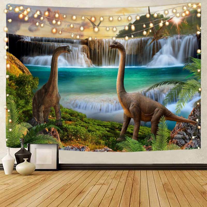 Jurassic Park Dinosaurus Wereld Achtergrond Decoratie Wandtapijt Angstaanjagende Tyrannosaurus Rex Achtergrond Wandtapijt