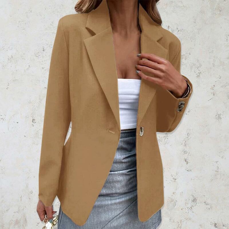 Office Ladies Clothes Stylish Women's Slim Fit Notched Neck Long Sleeves Spring/autumn Casual Coat Ideal for Business for Women