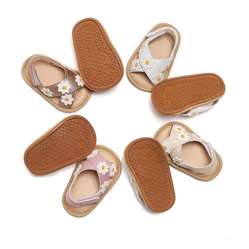 ma&baby 0-18M Summer Baby Girl Shoes  Newborn Infant Toddler Daisy Floral Pu Leather Sandals Soft Baby Shoes
