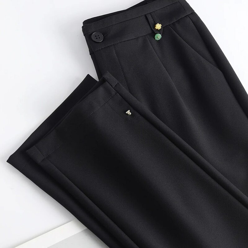2024 nowe spodnie damskie na co dzień prosta konstrukcja do połowy talii moda gwiazd sieciowe guziki dekoracyjne dziewięciopunktowe spodnie darmowa wysyłka
