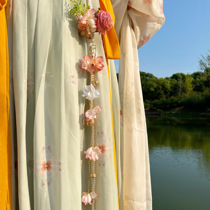 2024 chinese style hanfu hair accessories female ming style waist accessories pressure handmade flower hanfu skirt pendant gift