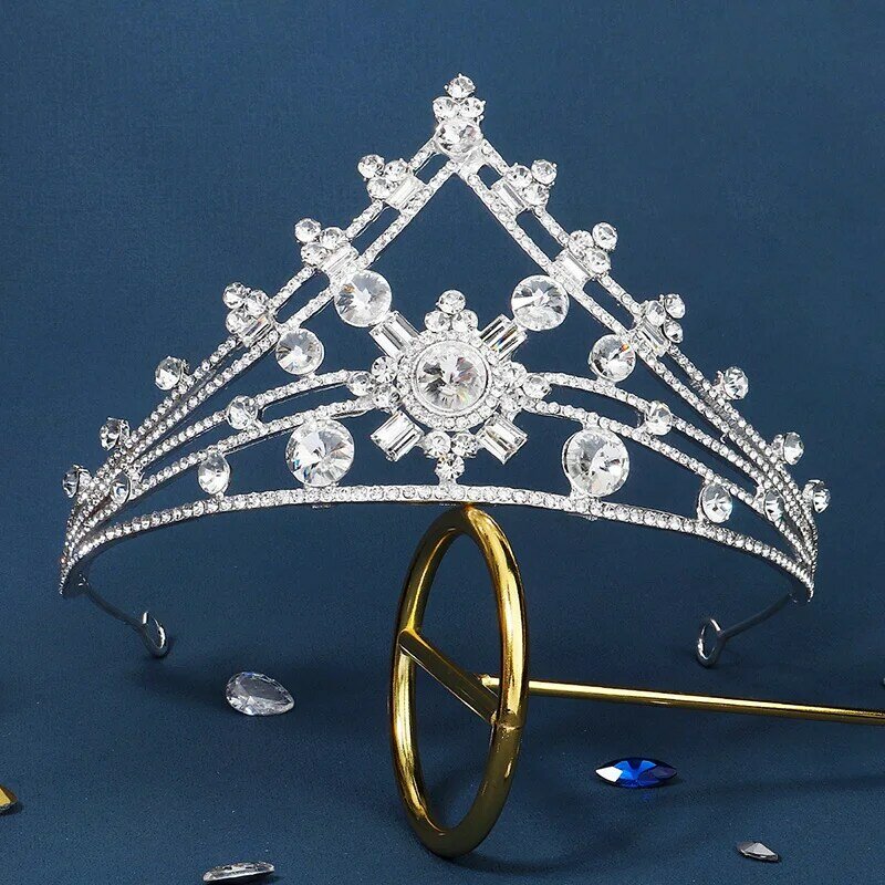 Luxury Elegant Crystal Crown Hair Accessories Tiara For Women Female Birthday Party Wedding Prom Crown Headdress Accessories