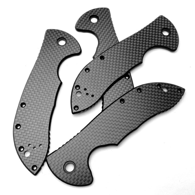 A Pair Non-slip Grips Carbon Fiber & G10 handle For Emerson Commander Folding Knives Shank Parts & Accessories