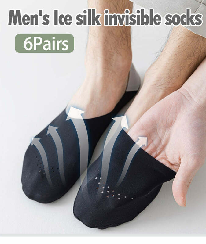 6 Pairs Boat Socks Breathable Ice Silk Non-slip Socks Cotton Men's Summer Thin Ice Feeling Invisible Short Socks Color Matching