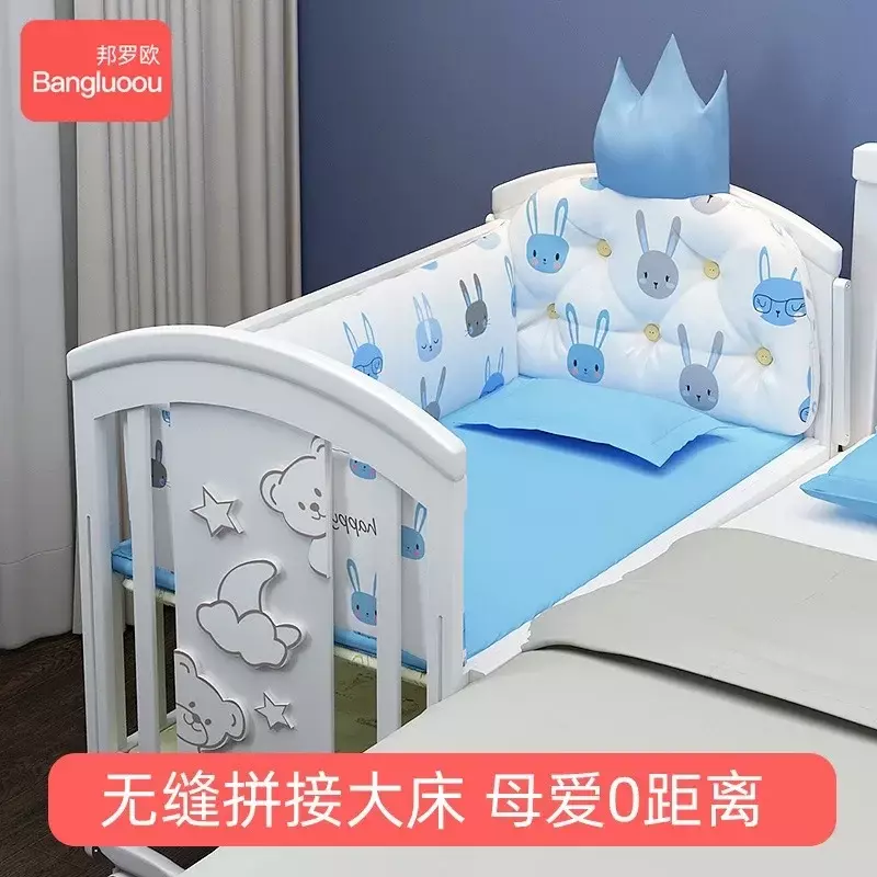 Krippe Massivholz europäischen weißen abnehmbaren Baby BB Neugeborenen Multifunktion wiege Kinder Spleißen Queen-Bett