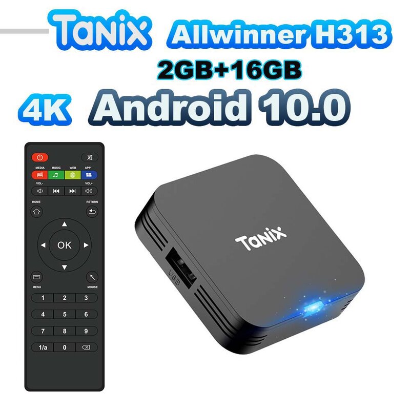 Tanix-Boîtier TV Tbronch Android 10, Allwinner H313, 8 Go/16 Go, WiFi 2.4 GHz, 4K HDR, 3D, lecteur multimédia mondial
