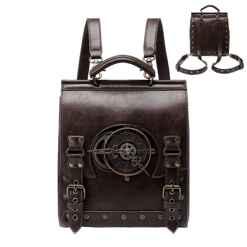 Mochila De Cuero Steampunk para mujer, bolsa Vintage para portátil, bolsa de viaje, bolsa Retro Steampunk, mochila Medieval grande de PU