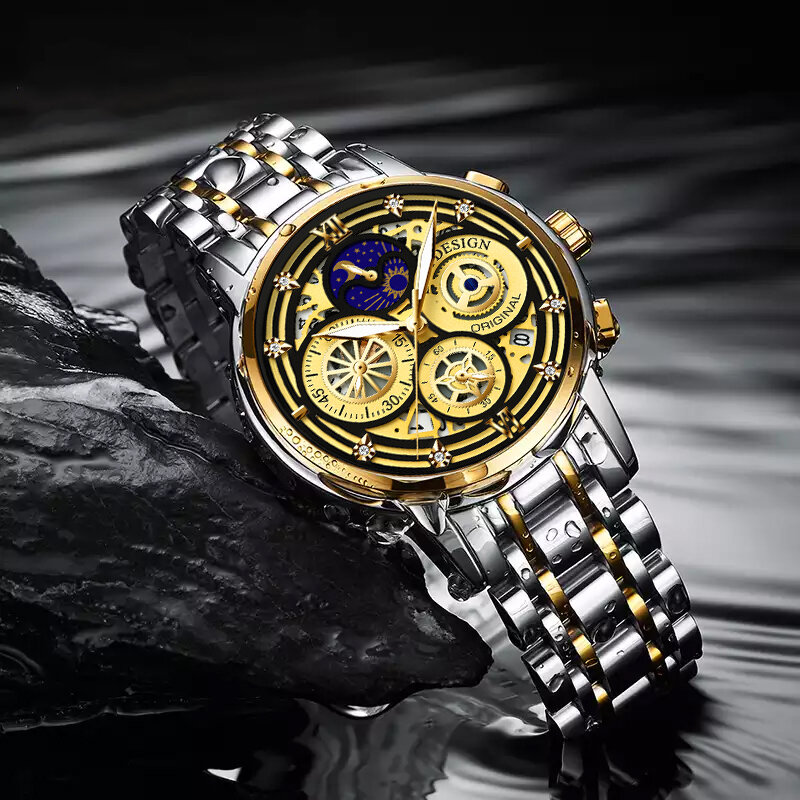 LIGE 2022 nowych moda mężczyzna zegarka kalendarz ze stali nierdzewnej Top marka luksusowe sport zegarek chronograf kwarcowy Relogio Masculino + Box