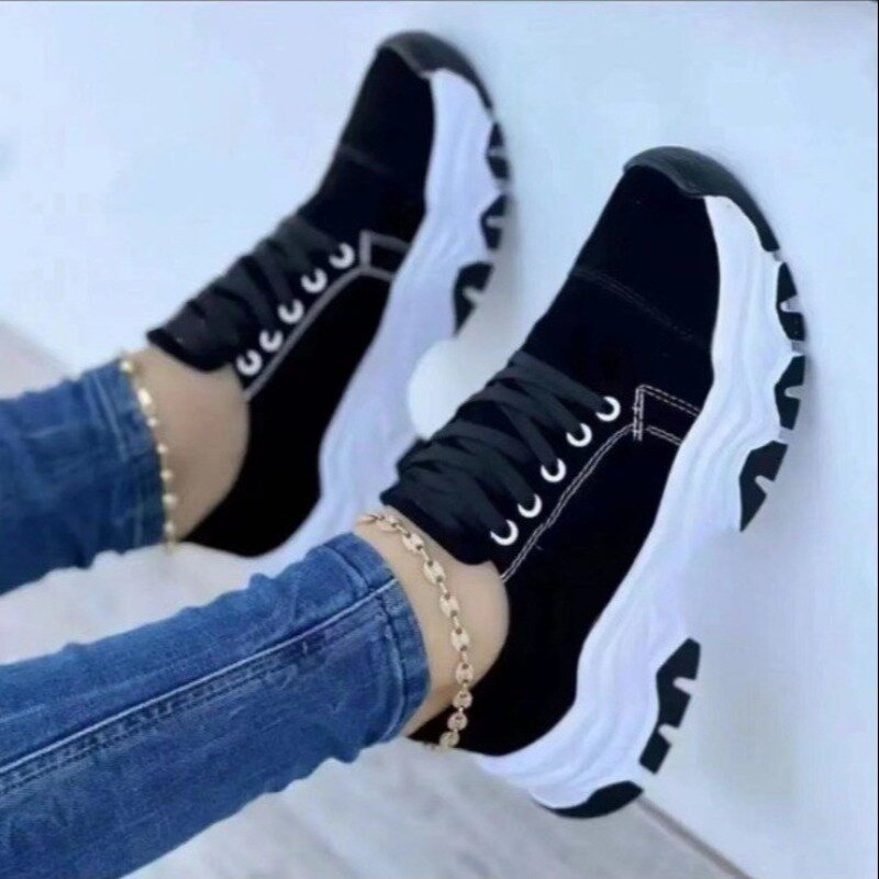 2024 trampki damskie nowe płócienne buty casualowe damskie buty sznurowane Vintage buty damskie na platformie Zapatillas Mujer