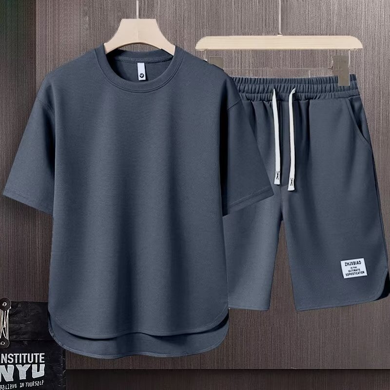 Men's Korean Fashion Two Piece Set Summer Short Sleeved T-shirt And Shorts Loose Sets Men Designer Clothes Tracksuits