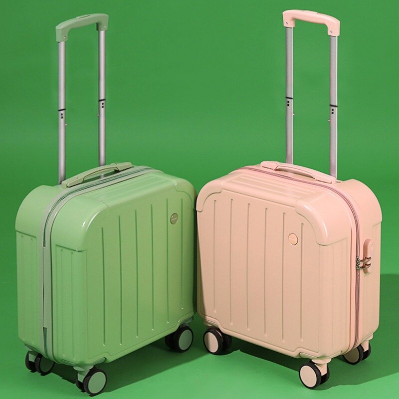 Caja de viaje ligera para niños y mujeres, maleta con ruedas universales pequeñas, 18 pulgadas