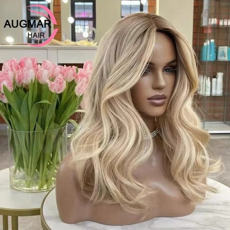 200 Density Blonde Body Wave Human Hair Wigs Glueless Silk Top Lace Front Wig Transparent Highlight Human Hair Lace Frontal Wig