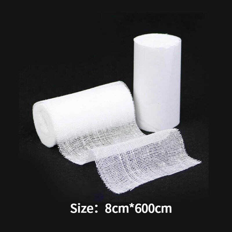 Elastic Cotton Bandage Medical Supply, Gaze de Primeiros Socorros para Molho de Ferido, Cuidados de Emergência, 10 Rolls, 8cm X 6m