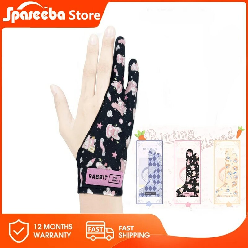 Sarung tangan dua jari lucu untuk Ipad/Tablet gambar grafis HUION / WACOM/XP-PEN, sarung tangan tahan keringat untuk siswa seni sketsa lukisan