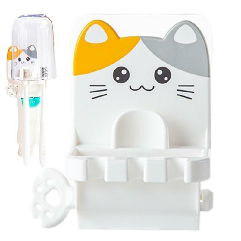 Toothpaste Squeezer Tube Roller Wall Mounted Cute Cat Manual Wringer Seat Holder Stand 14*11*8cm Cute Cat Rotatable Toothpaste
