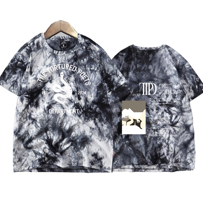 2024 The Tortured Poets Department Tie Dye Shirts Man Woman Harajuku  Round Neck Short Sleeve Tee