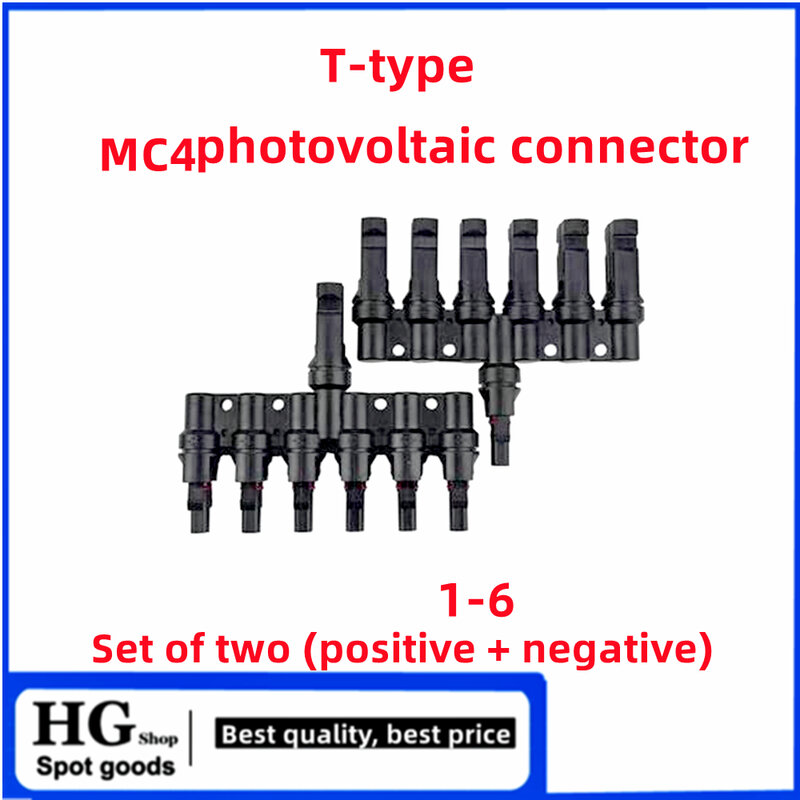 Konektor fotovoltaik tipe T modul tenaga surya steker khusus DC fotovoltaik konektor paralel 1 titik 2/3/4/5/6 1000V