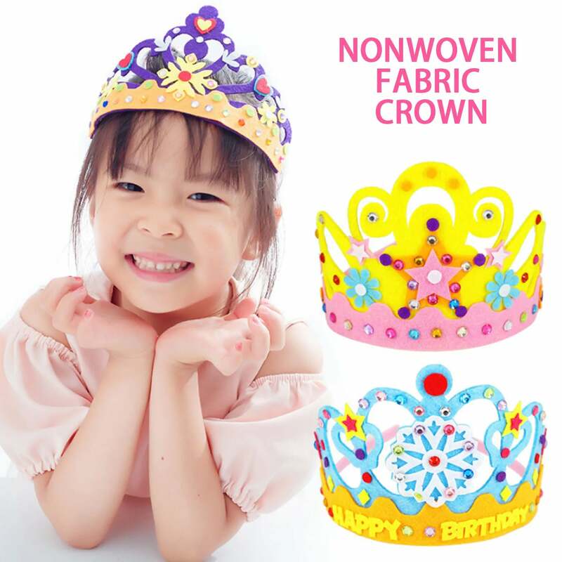 Buatan Tangan Kertas Busa Payet Mahkota Kit Ulang Tahun Tiara Topi Bahan Kerajinan Tangan Mainan untuk Anak Anak Dekorasi Pesta Gaya Acak