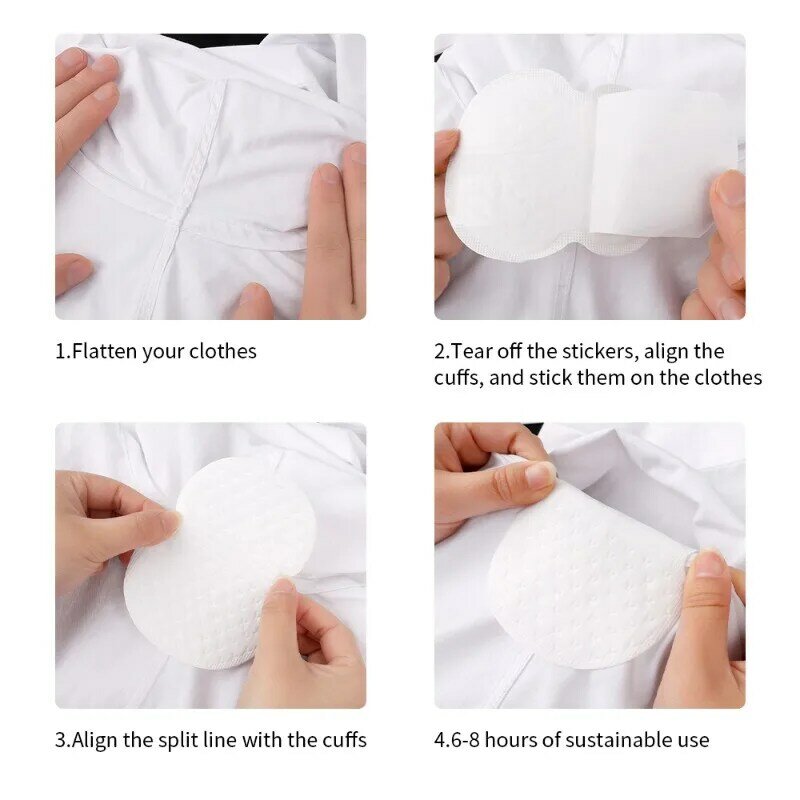 Almofadas de algodão absorventes de suor respirável, portátil, invisível, manter seco, verão, cor sólida, adesivos
