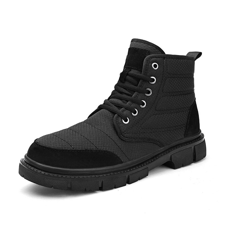 Водонепроницаемые зимние ботинки, мужские Зимние флисовые ботинки на шнуровке, большой размер 38-46, теплая хлопковая обувь, удобная Нескользящая модная обувь с резиновой подошвой
