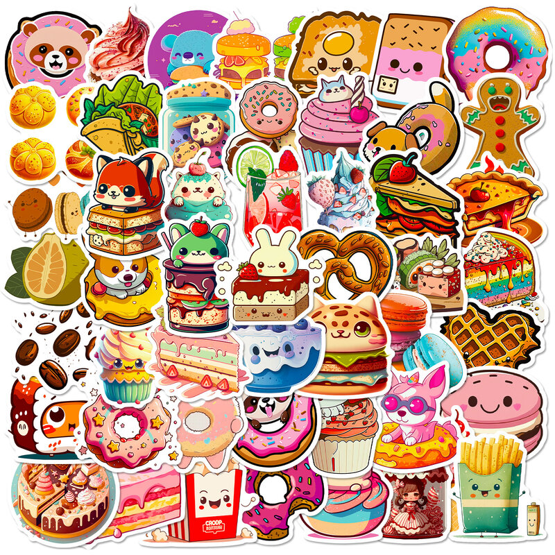 Pegatinas de Graffiti de la serie de donuts Gourmet, animales de piezas, adecuado para cascos de ordenador portátil, decoración de escritorio, pegatinas DIY, juguetes al por mayor, 50 Uds.