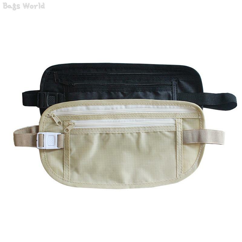 1 packs de cintura de viagem invisível bolsa de cintura para passaporte dinheiro cinto saco de segurança escondida carteira casual para homens