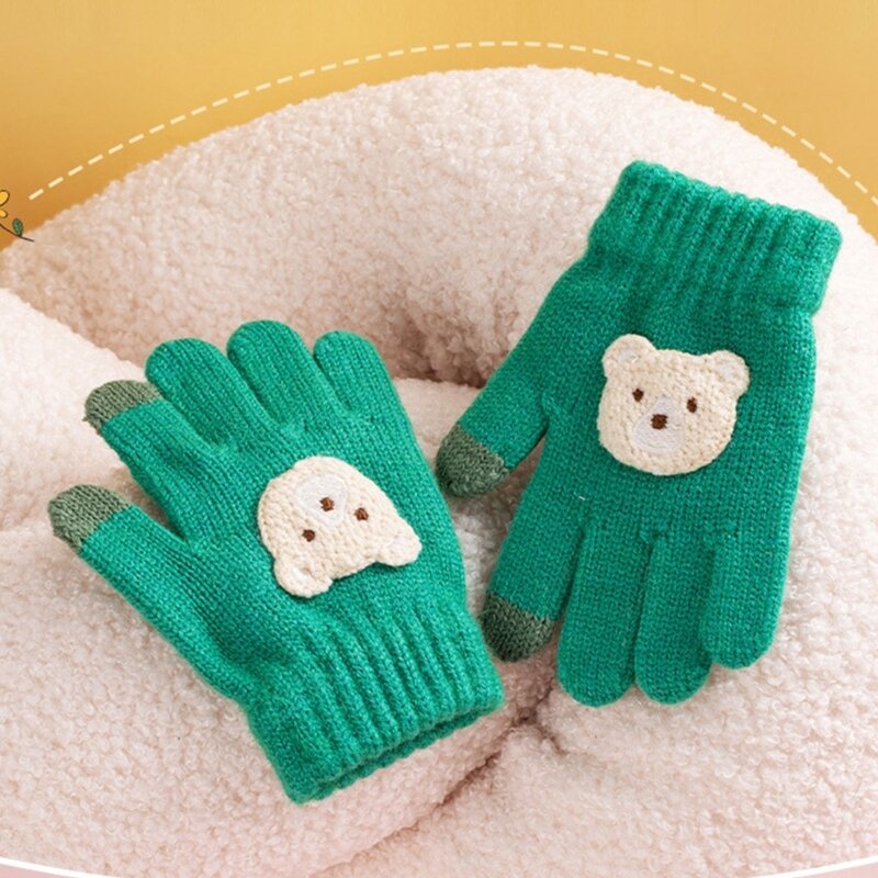 Guanti per orsi dei cartoni animati guanti per bambini guanti spessi all'uncinetto guanti lavorati a maglia caldi invernali per bambini Baby Boy Girl Toddler regali di natale