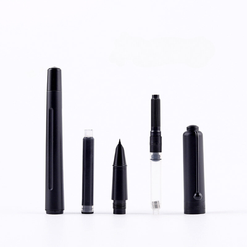 Pluma estilográfica de titanio oculta negra de lujo, 0,28-1,2mm, escritura, firma, caligrafía, regalo, suministros de papelería de oficina