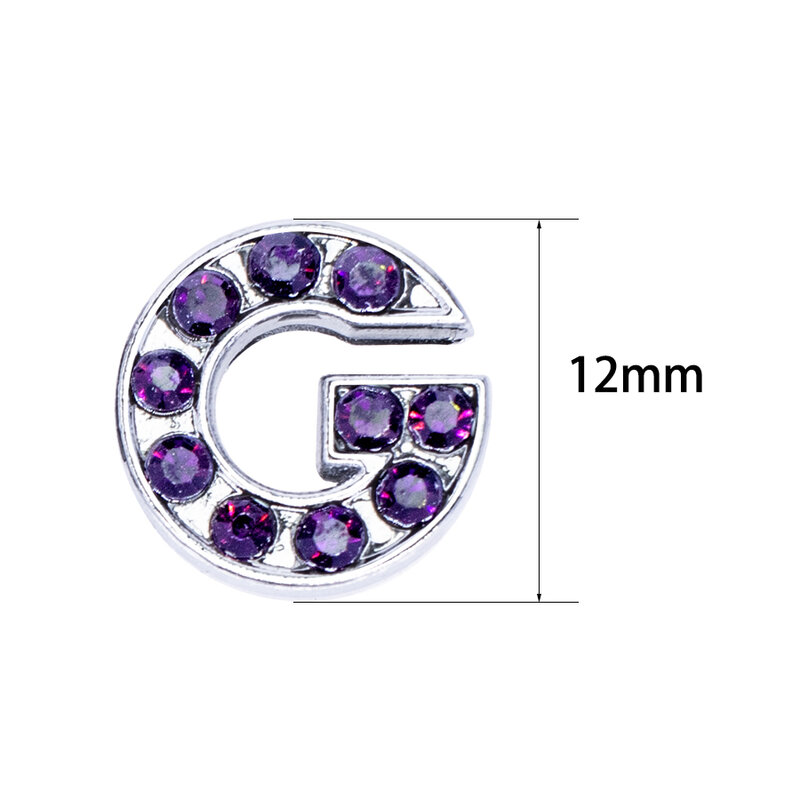 8mm viola cristallo diapositiva lettera Charms per braccialetto che fa gioielli donna A-Z braccialetto fai da te collare per animali accessori portachiavi 1 pz