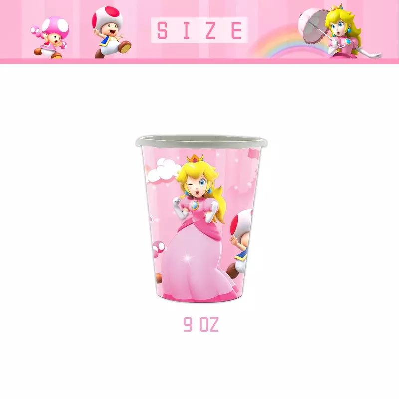 Princess Peach Party Decoration Disposable Tableware Cup Plate Tablecloth Napkin Gift Bag Balloon for Kids Girls Baby Shower